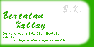 bertalan kallay business card